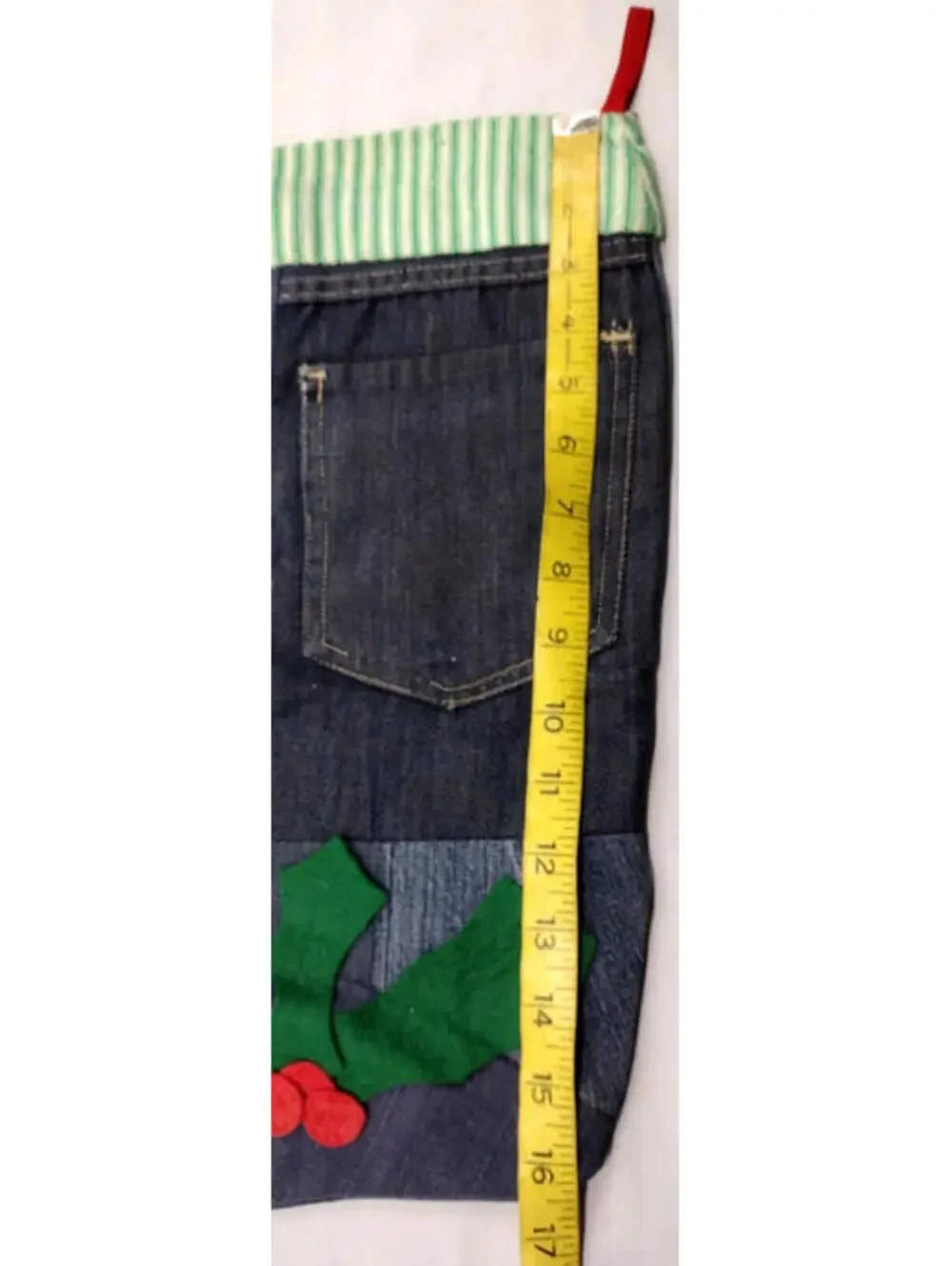 70s Christmas Denim Stocking LARGE SIZE Hippie Holiday RECYCLED JEANS